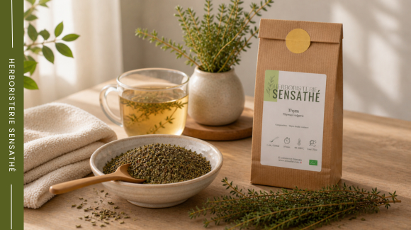 Thym en vrac pour préparer une inhalation respiratoire naturelle  - Herboristerie Sensathé